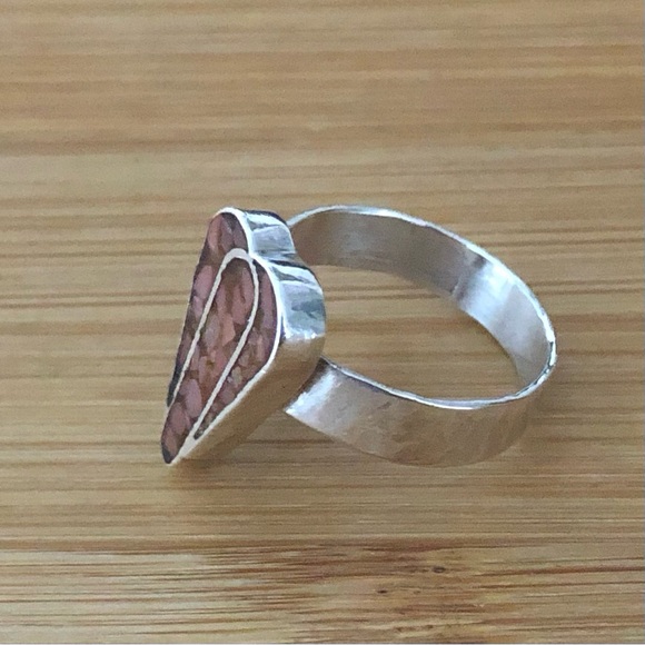 $44  Native American Southwest Estate Mosaic Ring  Sterling Silver  Size 7 & 1/2 - Picture 2 of 7